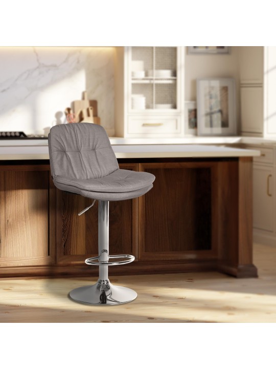 Taburete de bar Laurel tela cromo, gris Taburete de bar Laurel tela cromo, gris