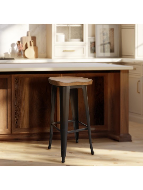 Juego de 2 taburetes de bar Clara, negro Juego de 2 taburetes de bar Clara, negro
