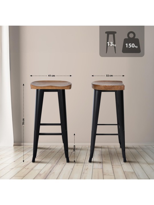 Juego de 2 taburetes de bar Clara, negro Juego de 2 taburetes de bar Clara, negro
