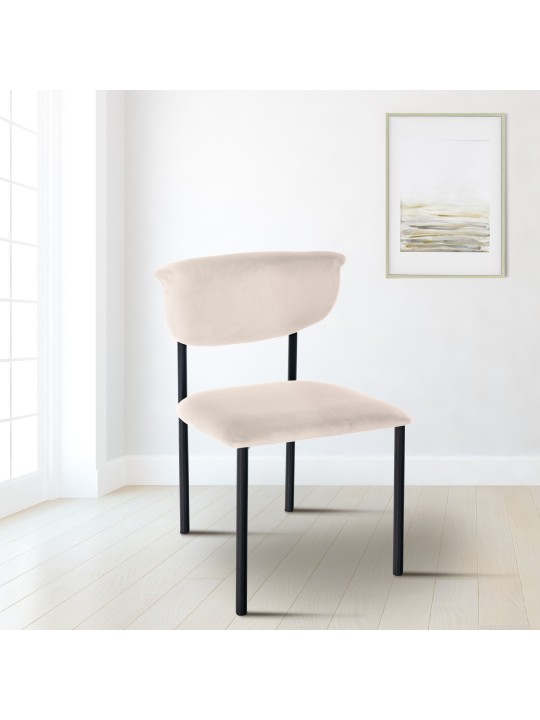 Silla de visita Gambell terciopelo, crema