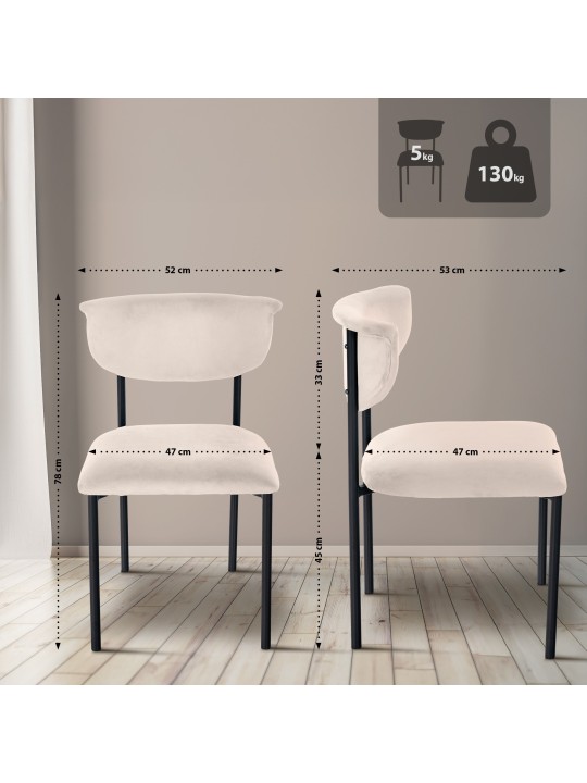 Silla de visita Gambell terciopelo, crema