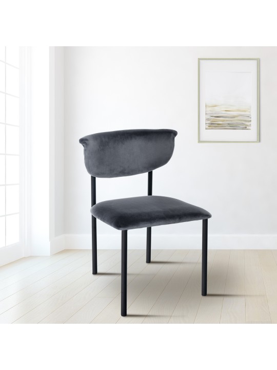 Silla de visita Gambell terciopelo, gris oscuro