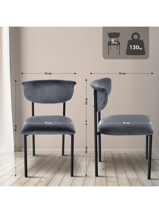 Silla de visita Gambell terciopelo, gris oscuro