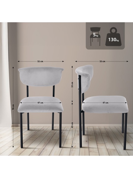 Silla de visita Gambell terciopelo, gris Silla de visita Gambell terciopelo, gris