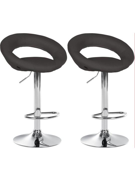 Juego de 2 taburetes de bar Olinda tela cromo, gris oscuro