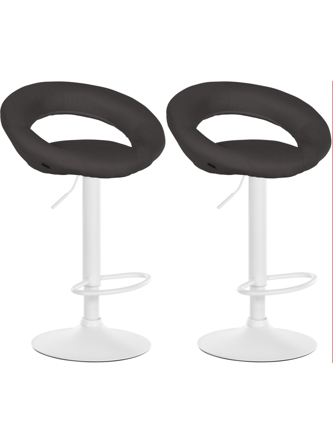 Juego de 2 taburetes de bar Olinda tela, gris oscuro