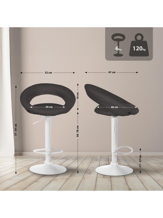 Juego de 2 taburetes de bar Olinda tela, gris oscuro