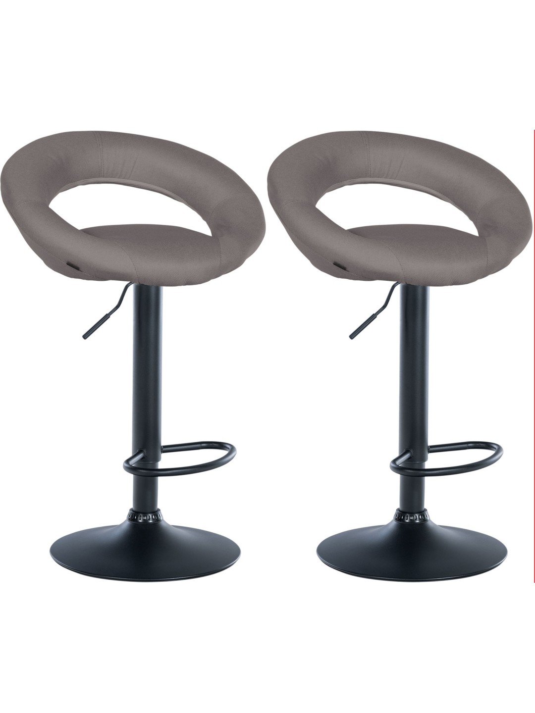 Juego de 2 taburetes de bar Olinda tela, gris