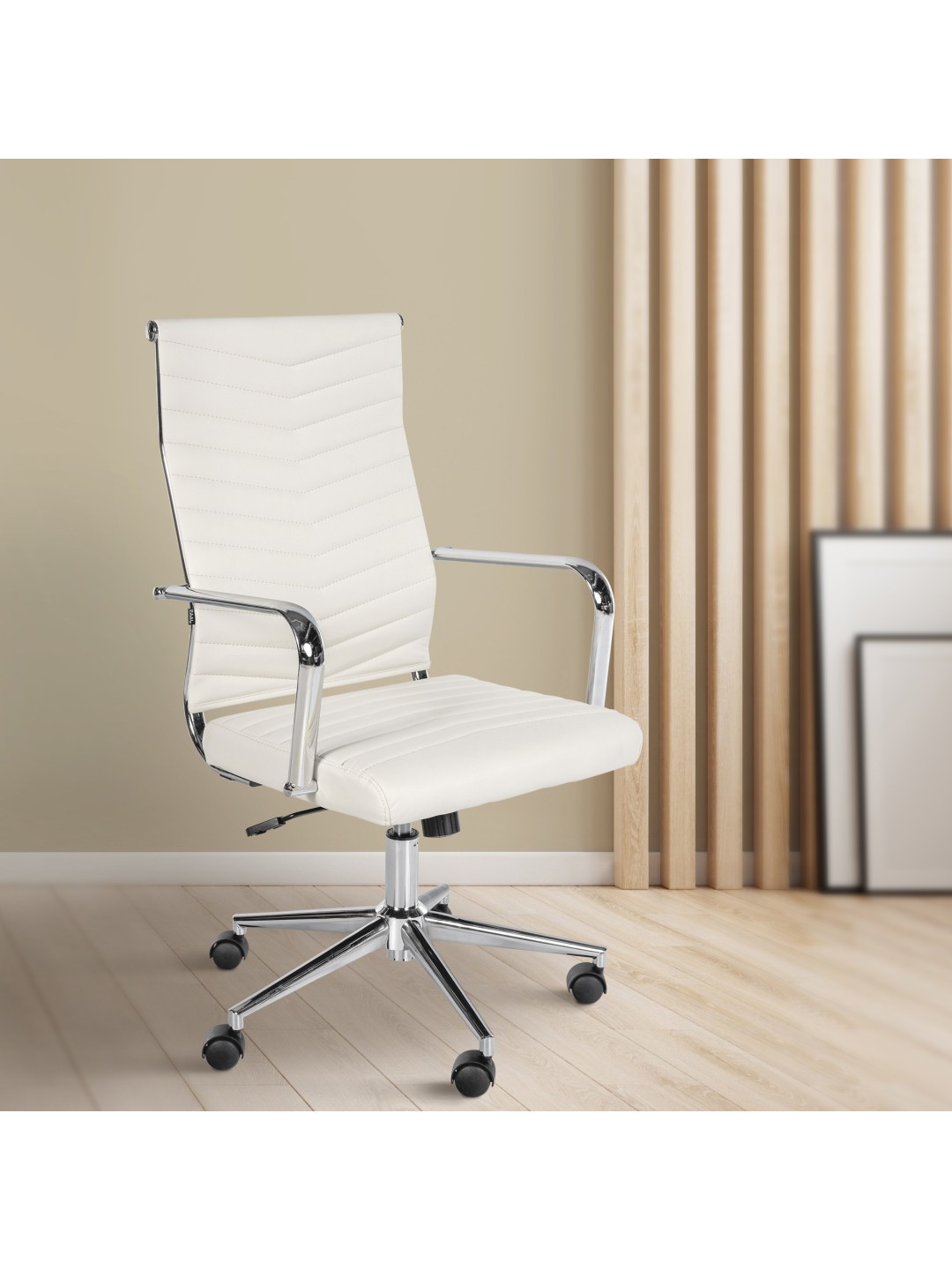 Silla de oficina Canby piel sintética, blanco