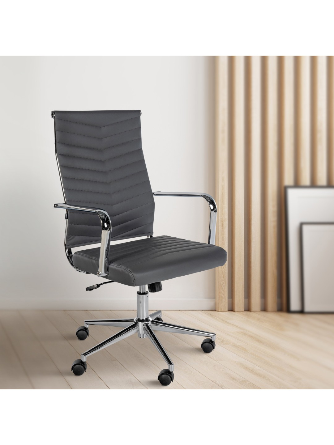 Silla de oficina Canby piel sintética, gris