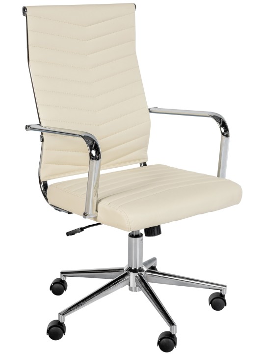Silla de oficina Canby piel sintética, crema