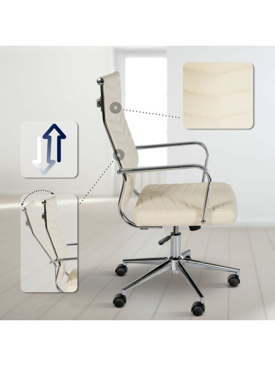 Silla de oficina Canby piel sintética, crema