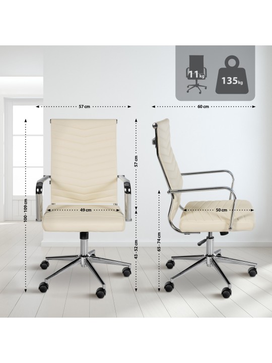 Silla de oficina Canby piel sintética, crema