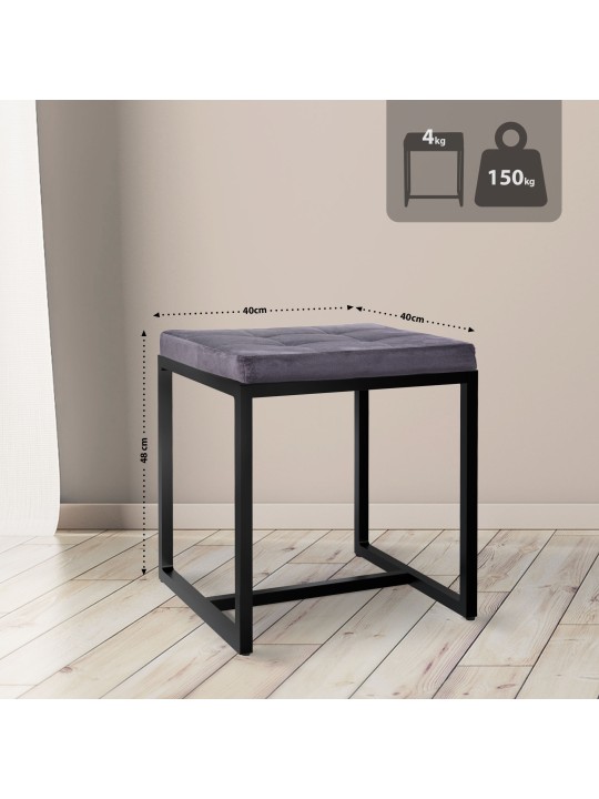 Taburete Barci B terciopelo, gris oscuro