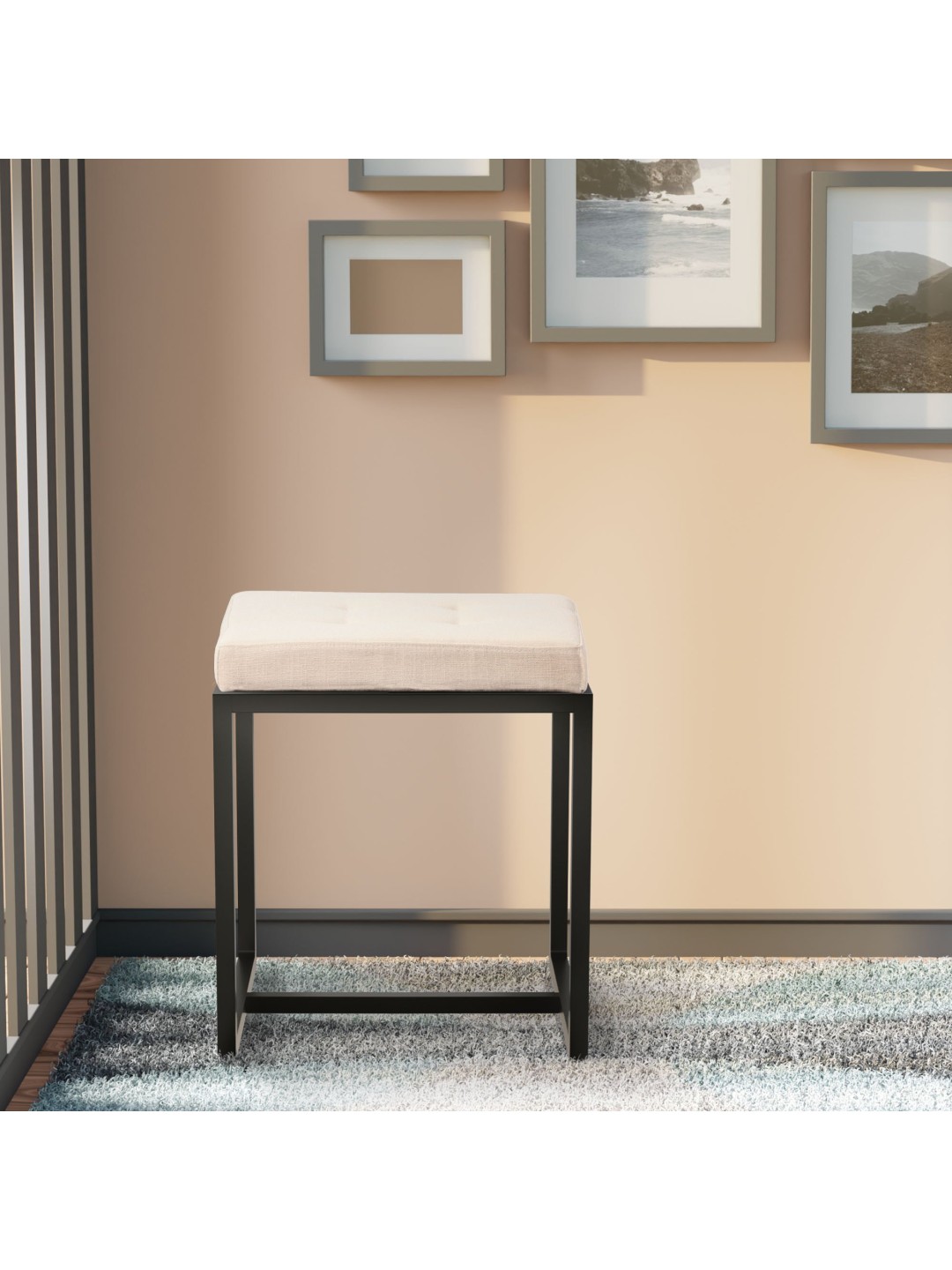 Taburete Barci B tela, crema