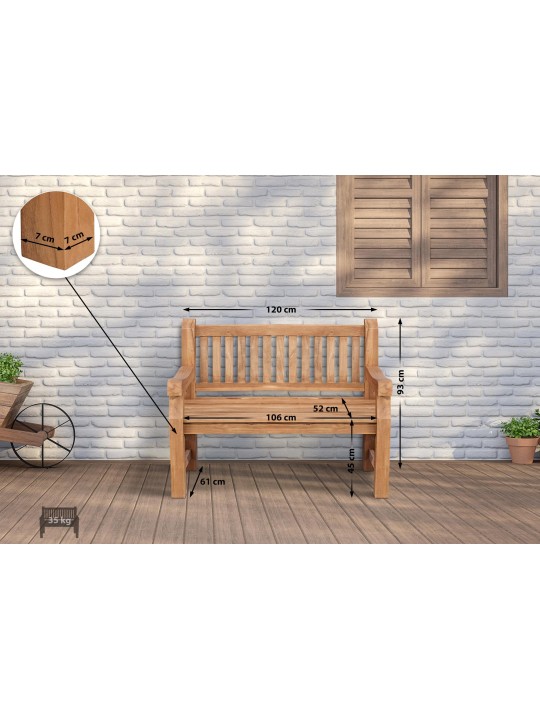 Banco de teca Jackson V2 120 cm, teca