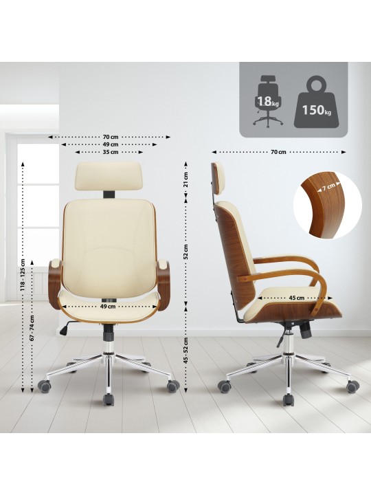 Silla de oficina Dayton, nogal/crema Silla de oficina Dayton, nogal/crema