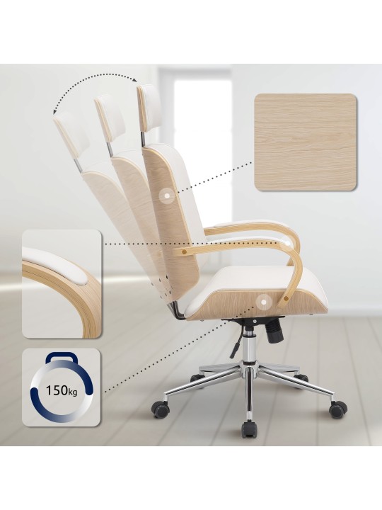 Silla de oficina Dayton, natural/blanco Silla de oficina Dayton, natural/blanco