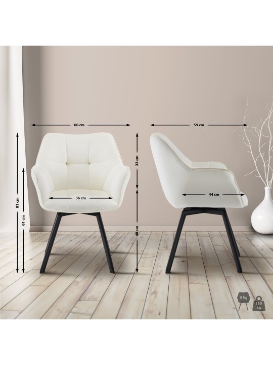 Silla de comedor Jordi terciopelo, crema