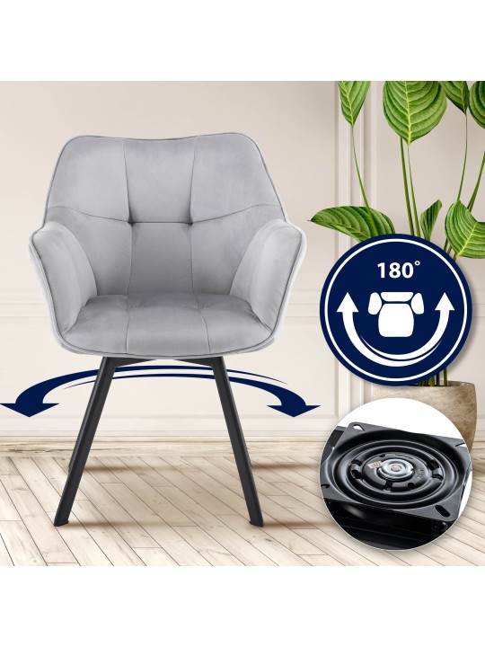 Silla de comedor Jordi terciopelo, gris oscuro