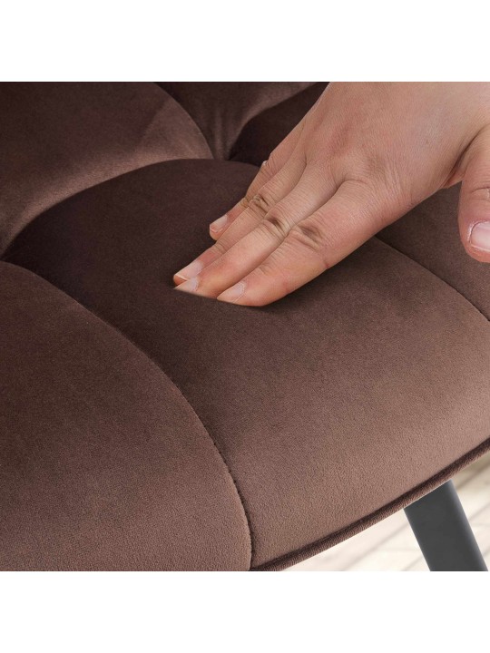 Silla de comedor Jordi terciopelo, marrón