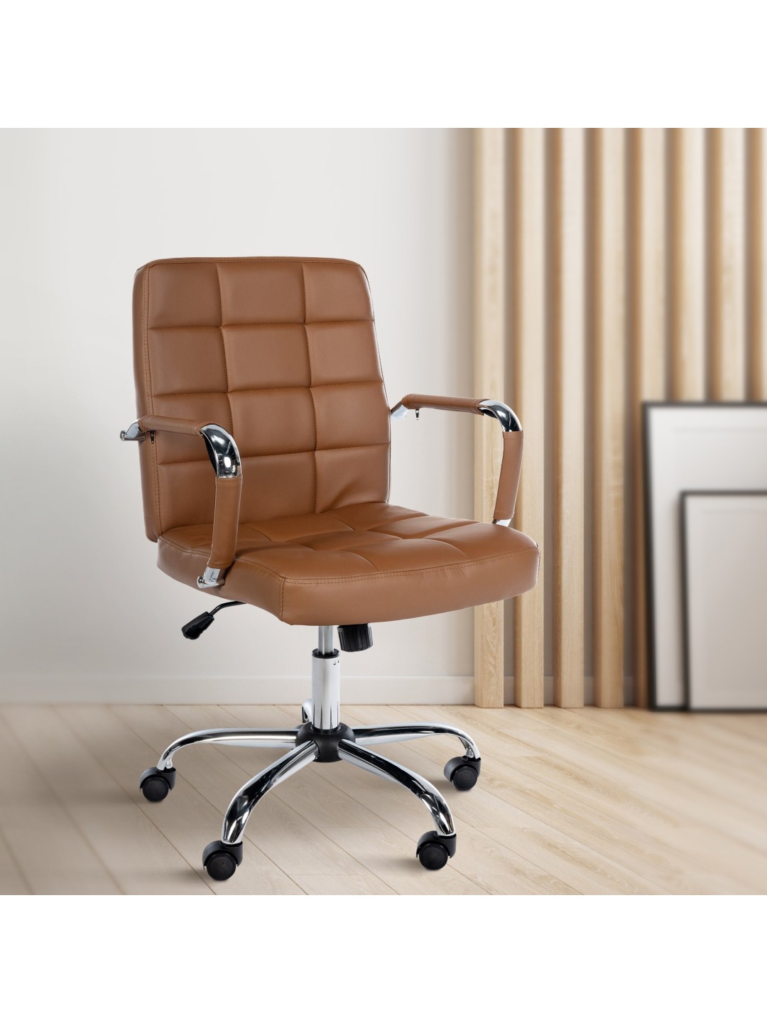 Taburete de trabajo Ashland piel sintética, marrón claro