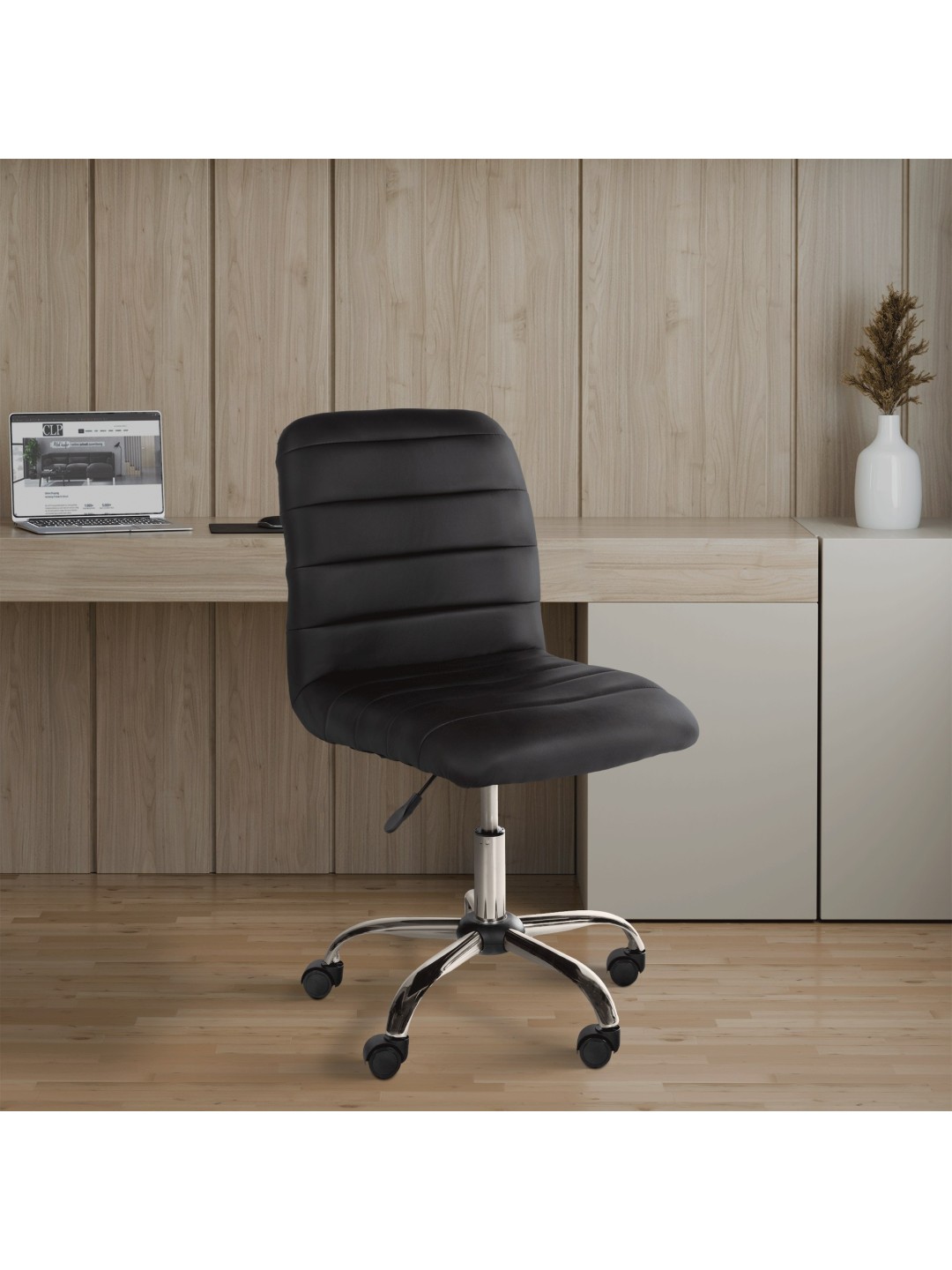 Taburete de trabajo Redding piel sintética, marrón