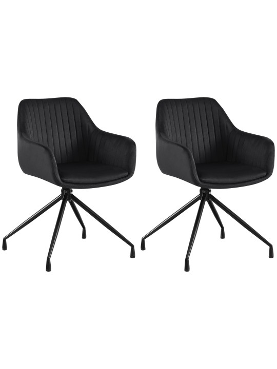 Juego de 2 sillas de comedor Welby terciopelo, negro