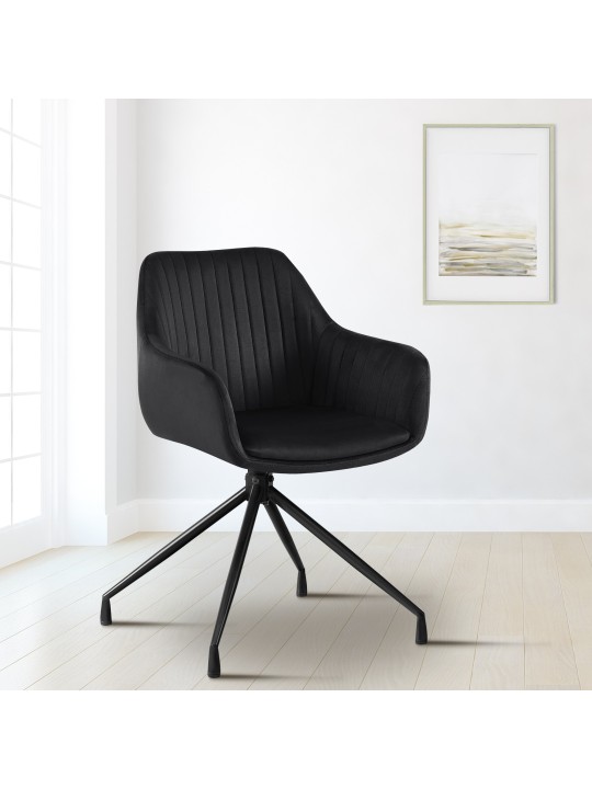 Juego de 2 sillas de comedor Welby terciopelo, negro