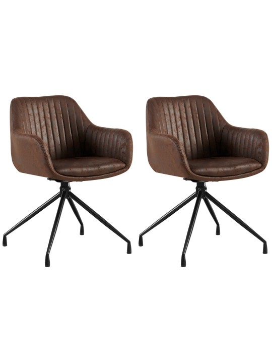 Juego de 2 sillas de comedor Welby Vintage, marrón oscuro