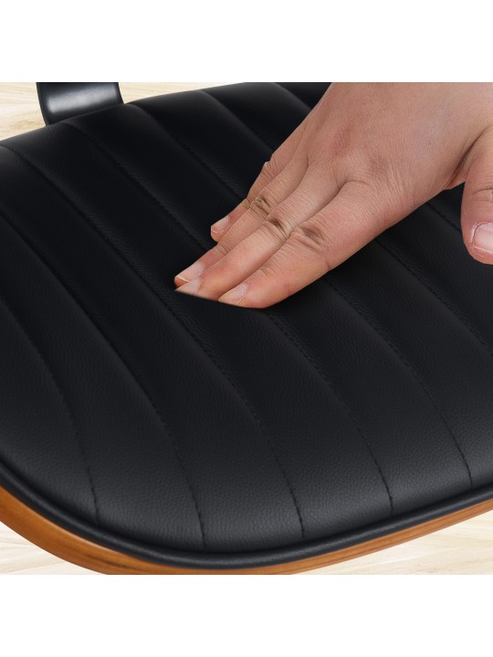 Juego de 2 taburetes de bar Clawson de piel sintética, nogal/negro