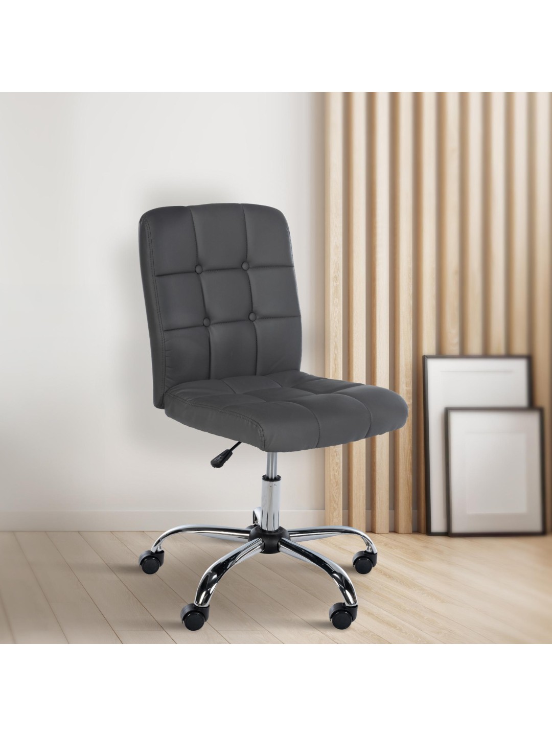 Taburete de trabajo Trenton piel sintética, gris