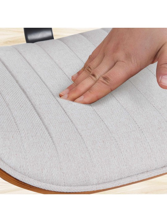 Juego de 2 taburetes de bar tela Clawson, nogal/crema