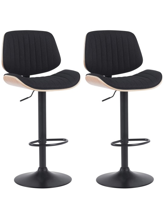 Juego de 2 taburetes de bar tela Clawson, natural/negro