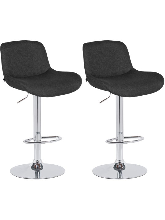 Juego de 2 taburetes de bar Solon tela cromo, negro