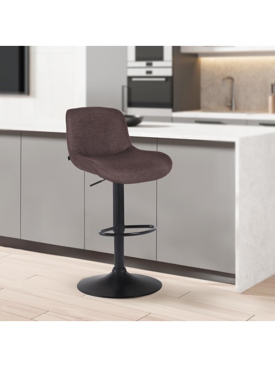 Juego de 2 taburetes de bar tela Solon, marrón oscuro