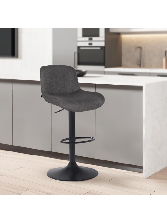 Juego de 2 taburetes de bar tela Solon, gris oscuro