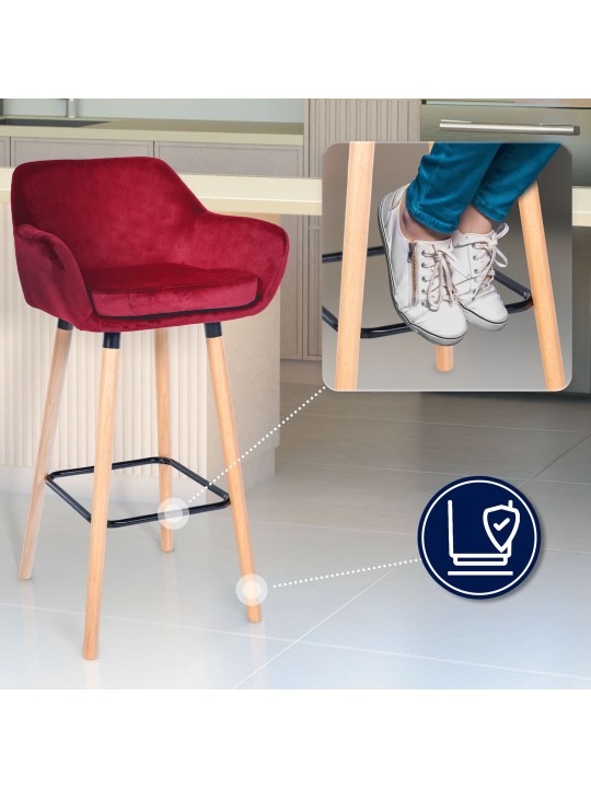 Taburete de bar Grant terciopelo, rojo