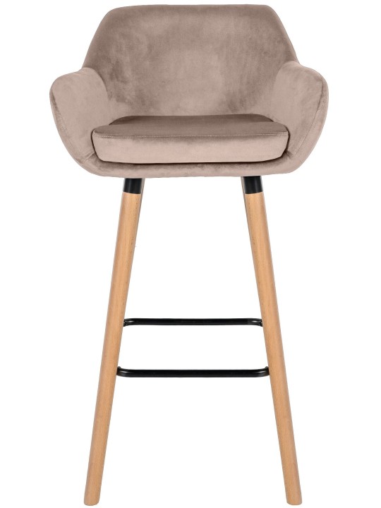 Taburete de bar Grant terciopelo, gris claro