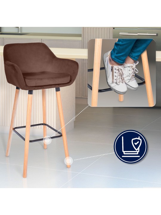 Taburete de bar Grant terciopelo, café