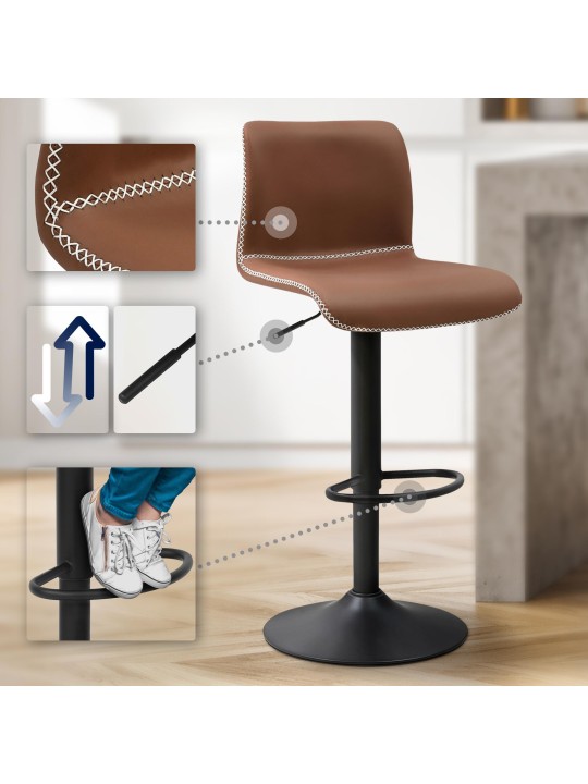 Taburete de bar Henchy de piel sintética, marrón