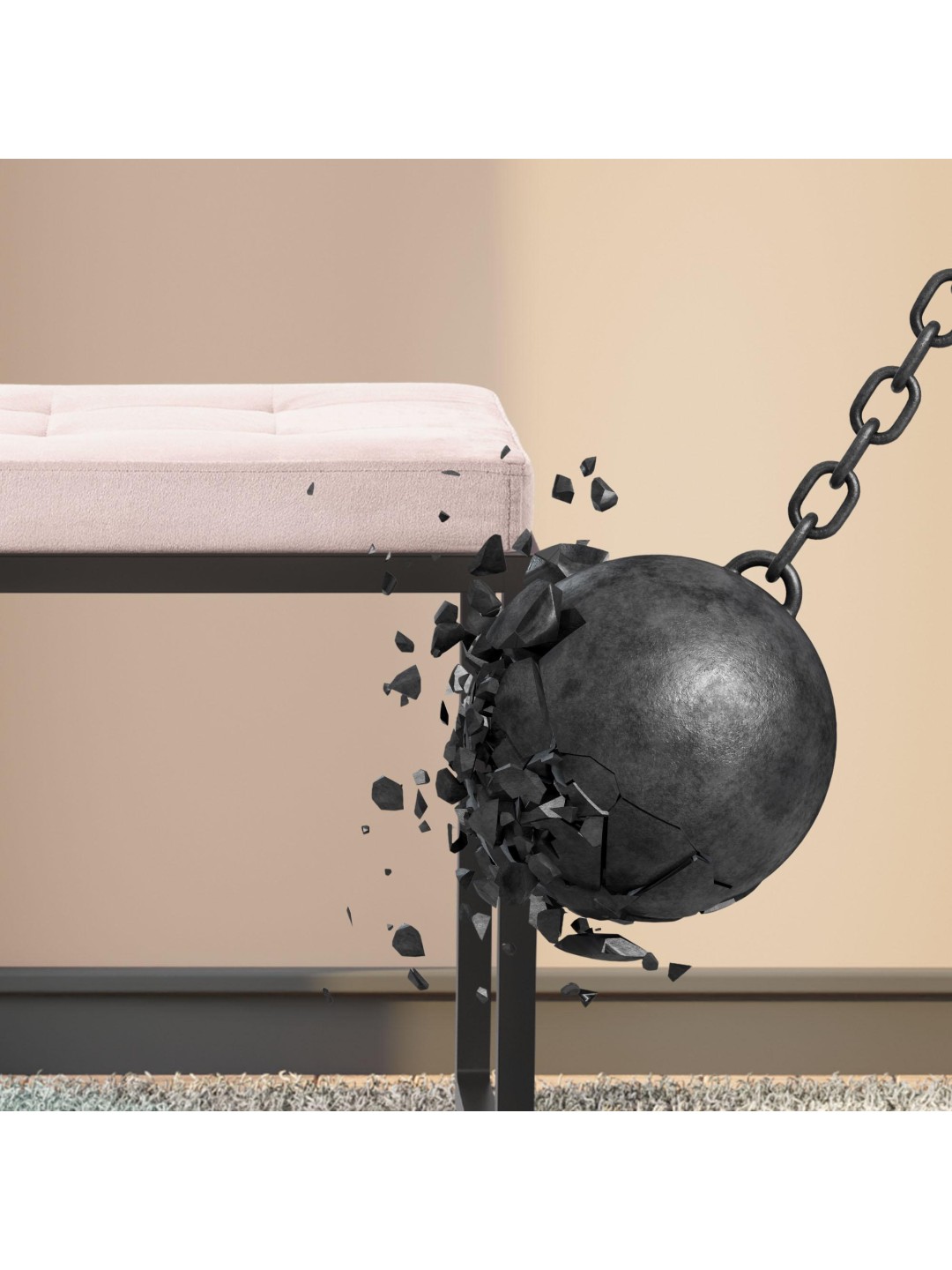 Banco Barci B Terciopelo, gris claro