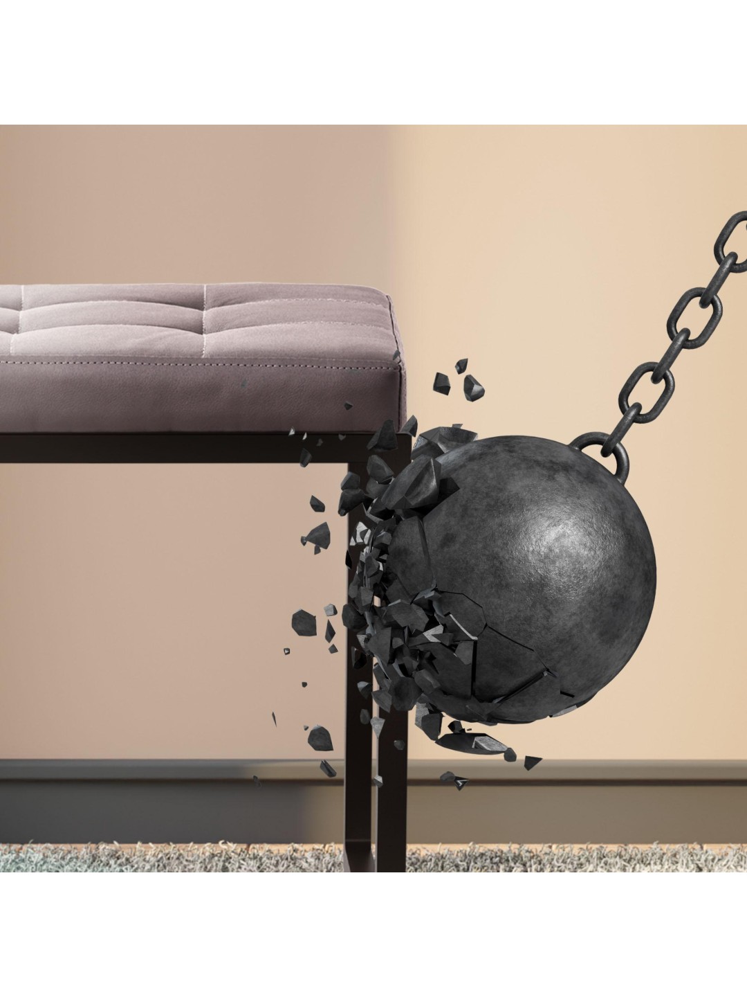 Banco Barci B símil piel, gris