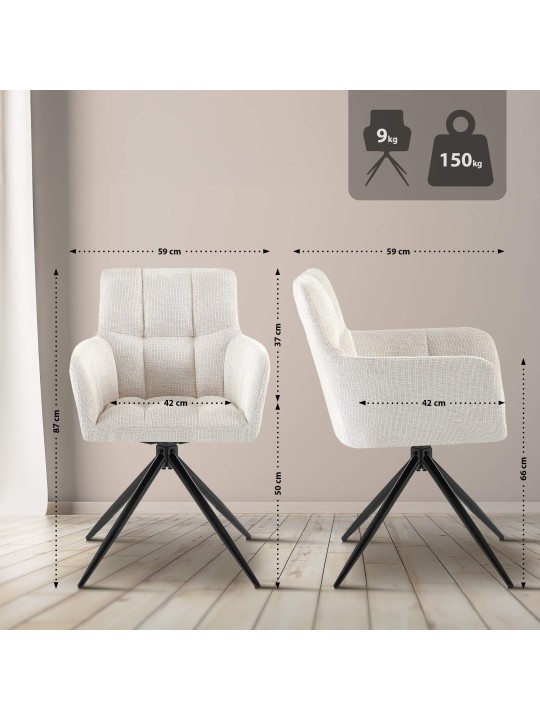 Silla de comedor Jonah tela, crema
