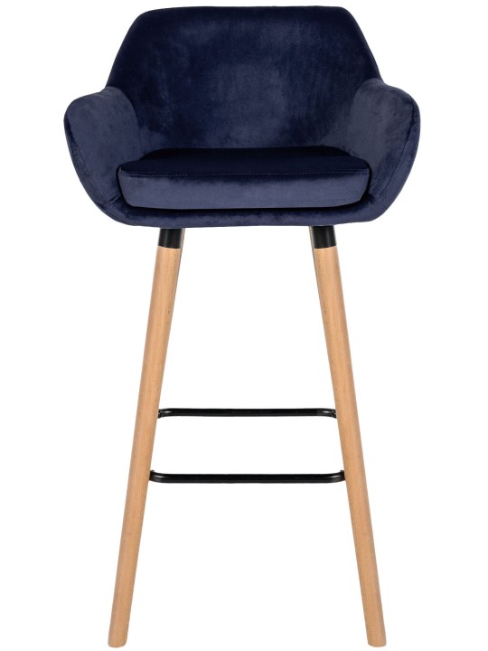 Juego de 2 taburetes de bar Grant terciopelo, azul oscuro