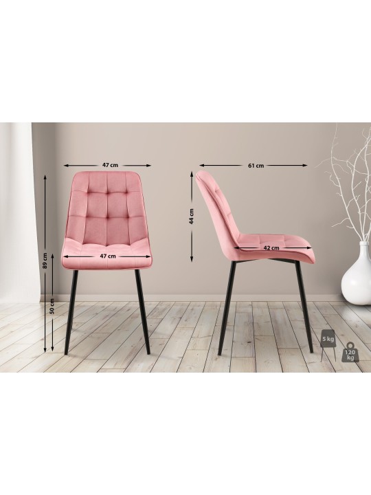 Juego de 2 sillas de comedor Gifford terciopelo, rosa