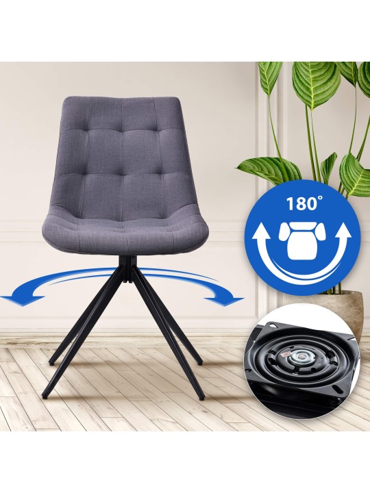 Juego de 2 sillas de comedor tela Merna, gris oscuro Juego de 2 sillas de comedor tela Merna, gris oscuro