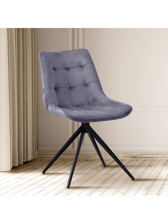 Juego de 2 sillas de comedor Merna terciopelo, gris oscuro