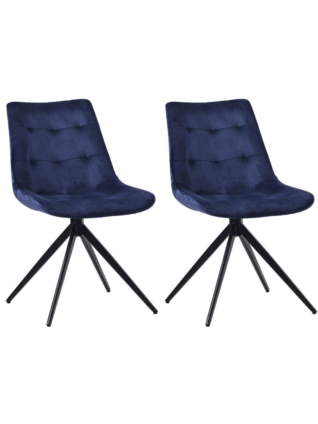 Juego de 2 sillas de comedor Merna terciopelo, azul oscuro