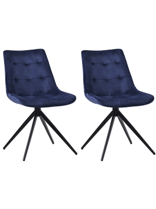 Juego de 2 sillas de comedor Merna terciopelo, azul oscuro
